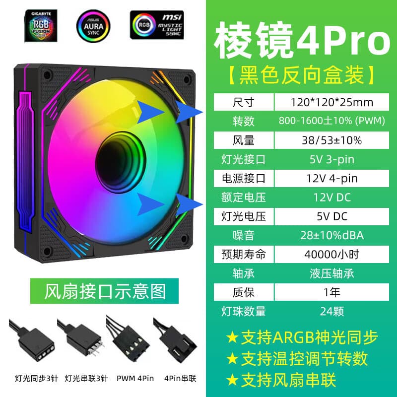 ARGB Controller Hub Fan Motherboard Universal Speed Controller 5V 3-Pin Addressable RGB Sync Prism 4 PRO PC Case
