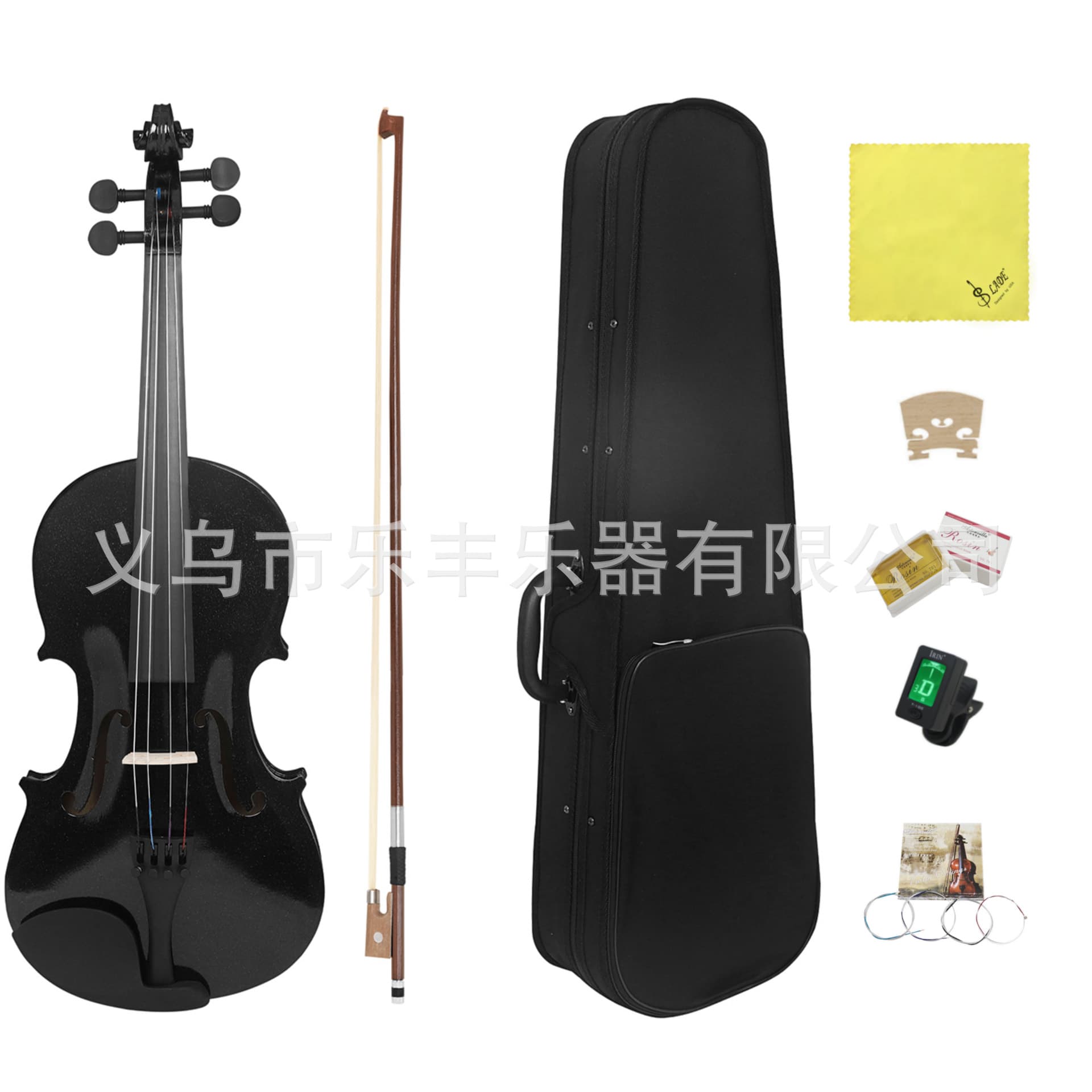 Overseas best-selling black and white dot violin set hand-carved solid wood violin for beginners to practice playing