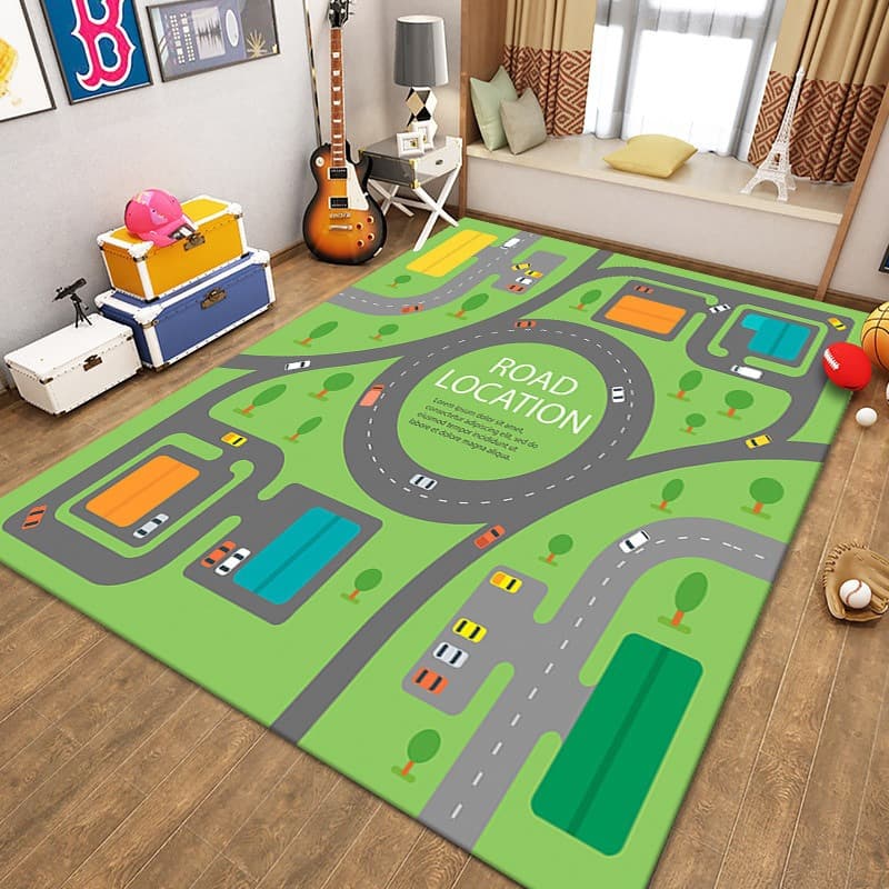 Cross-Border Kids City Traffic Game Mat, Parking Lot, Runway, Fun Carpet, Bedroom, Living Room, Cooling Insulation Carpet