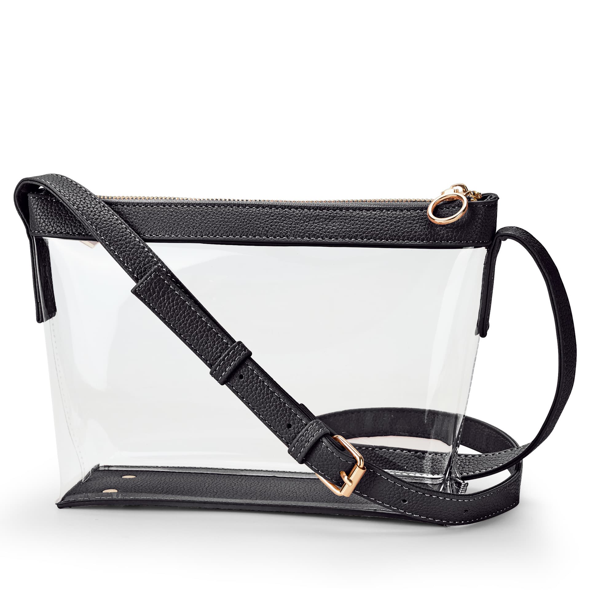In stock, 50 silk European standard eco-friendly transparent PVC women's shoulder crossbody bag, leather trim, minimalist trendy zipper bag