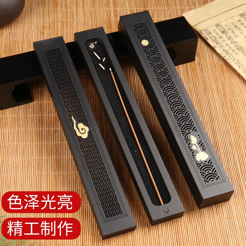 Purple Bamboo Horizontal Incense Burner, Chinese-Style Short Incense Box, Aromatherapy Box with Hollow Carving, Gift Decoration
