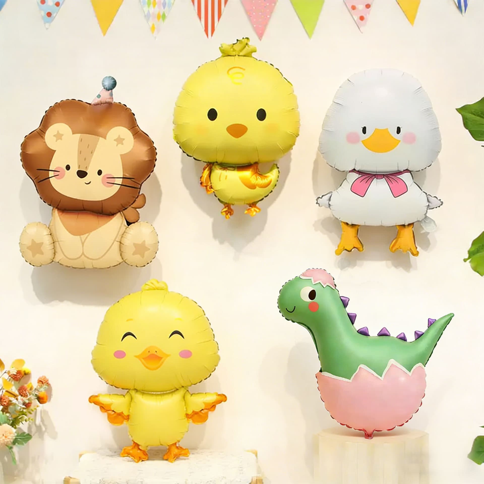 Forest-Style Matte Cartoon Cute Animal-Shaped Balloons for Baby's First Birthday, 100-Day Celebration Decoration and Photo Props