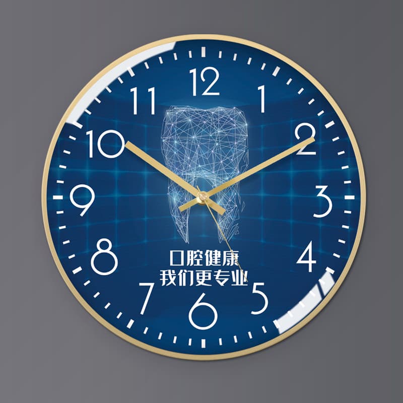 Silent Wall Clock for Dental Clinic with Custom Logo, Hospital Decorative Clock for Lobby