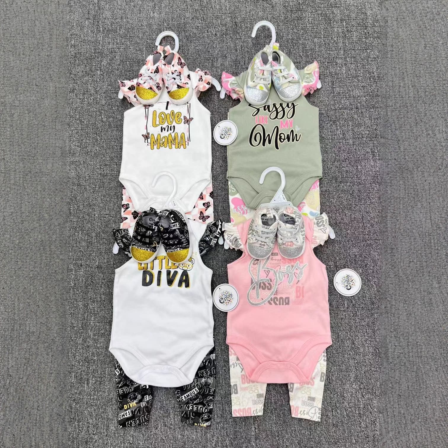 Wholesale Newborn Baby Clothes Summer Baby Bodysuit 3Pcs Short Sleeve Cute
