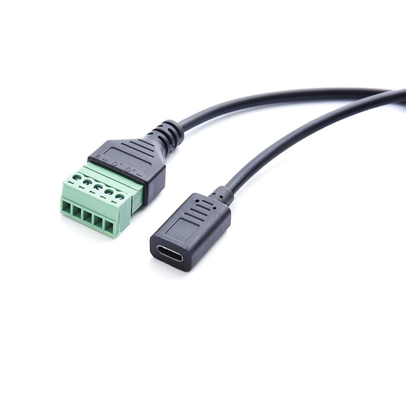 Solderless USB Connector USB 2.0 Version USB 3.1 Type-C Female Green Solderless Terminal Cable