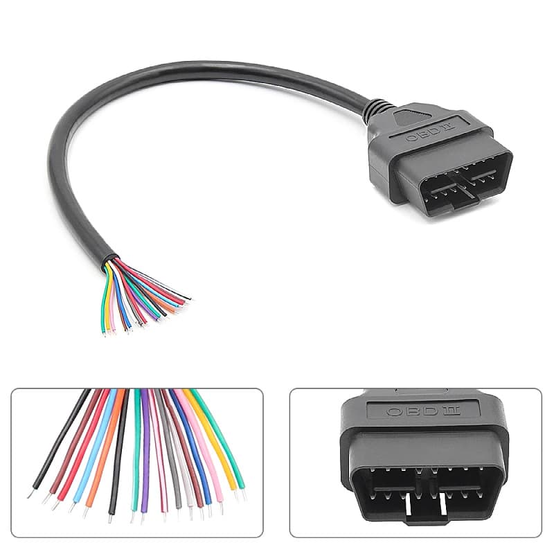 30cm 16-Pin Male DIY OBD2 Extension Cable for Auto Connection