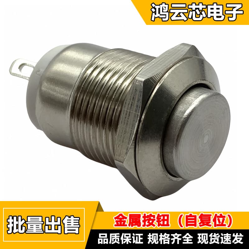 12MM Self-Resetting Normally Open Metal Button Small 2-Pin Switch, Momentary Push Button, Waterproof, Non-Locking Start