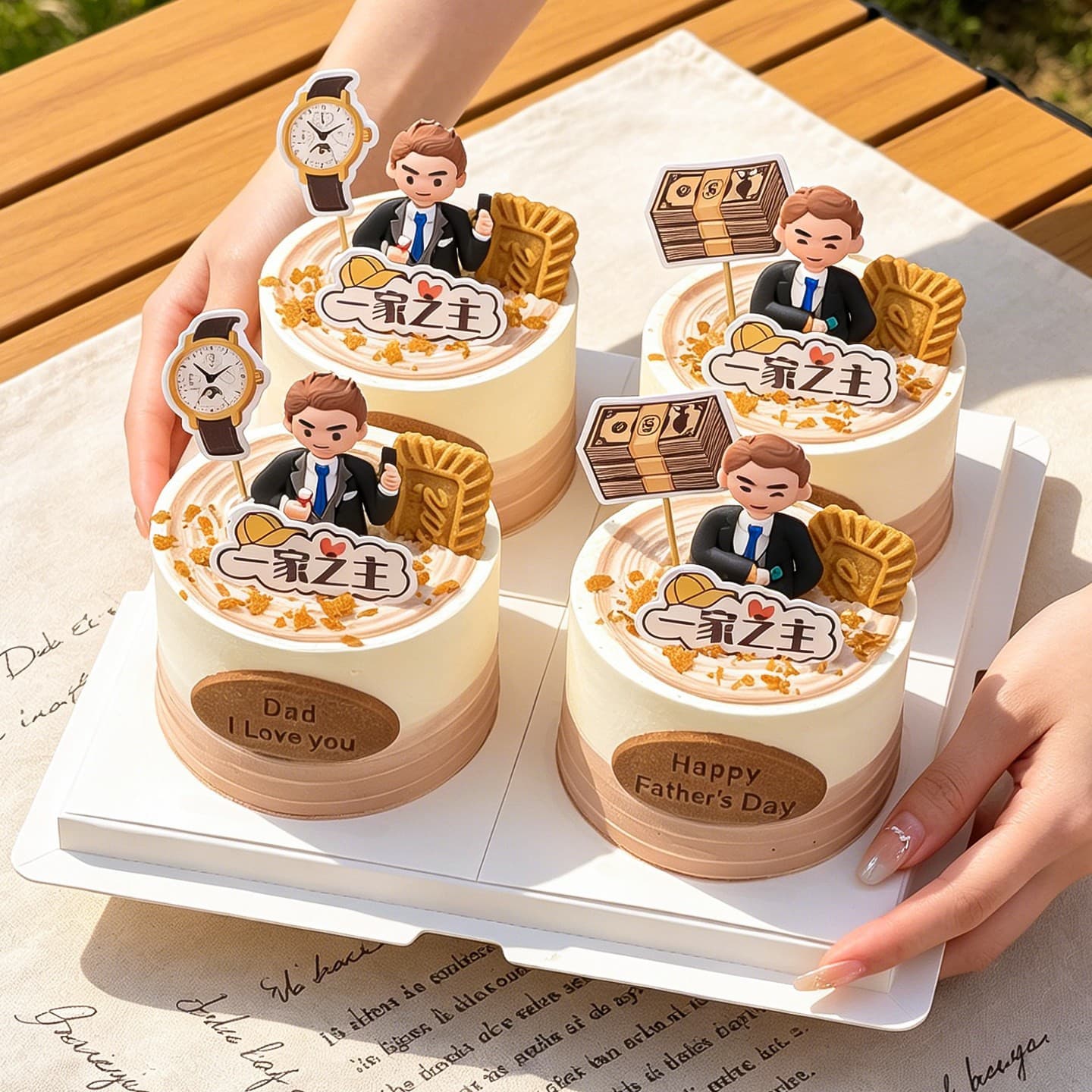 Head of the family, Father's Day cake decoration, workplace gentleman, male god, Dad, you have worked hard, Happy Father's Day card