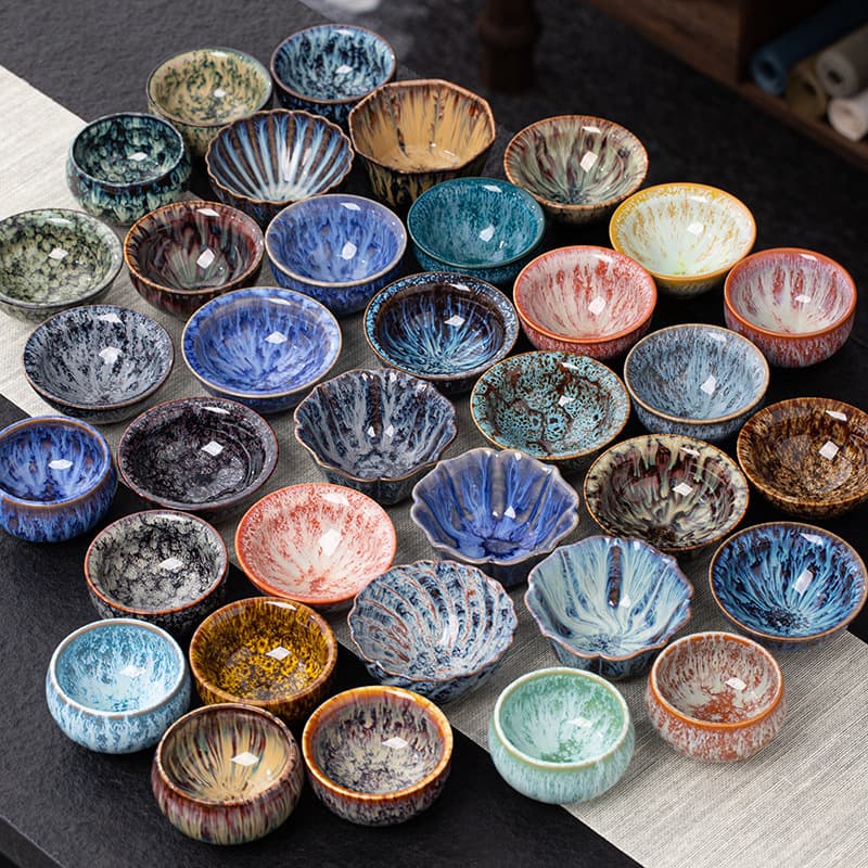 Kiln-Transformed Ceramic Single Cup, Jian Zhan Tianmu Glaze Tea Cup, Creative Large Personal Master Cup, Bamboo Hat-Shaped Tea Tasting Cup