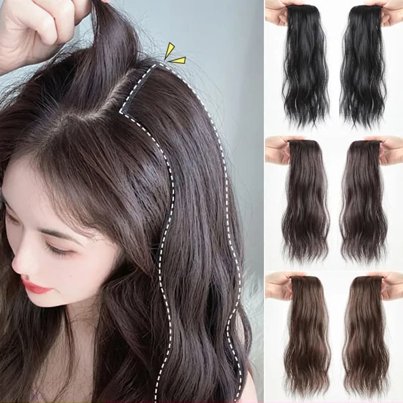Short Water Wave Hair Topper for Women Invisible Natural Simulation Hair Extension for Volume Fluffy Long Curly Hairpiece In Stock