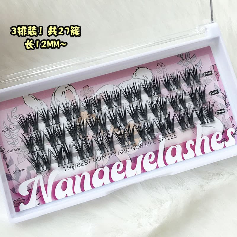 NaNa New Barbie Twin Star False Lashes D-Curl Segmented Wide Band Easy to Apply American Style Hot Girl Look for Camera