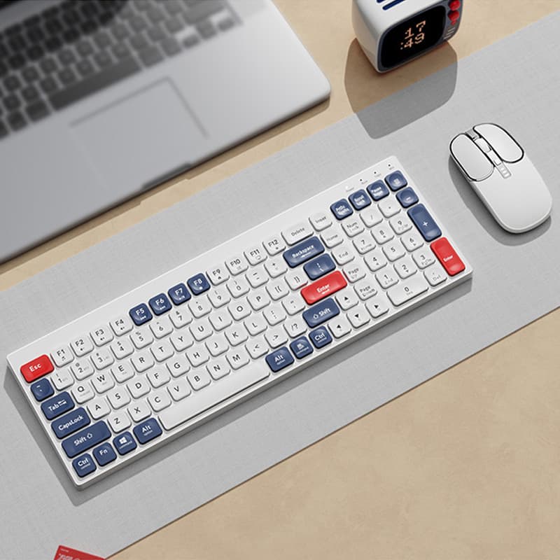 Wireless Dual-Mode Bluetooth Keyboard and Mouse Set Silent Office Typing Laptop Cute Keymouse for Men and Women