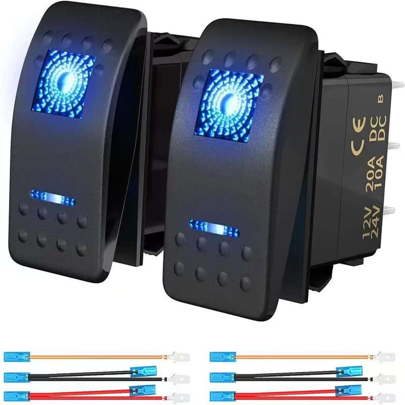 Cross-border Hot Selling RV Yacht Switch 12V with Light 5-Pin 2-Position Rocker Switch for Car Modification