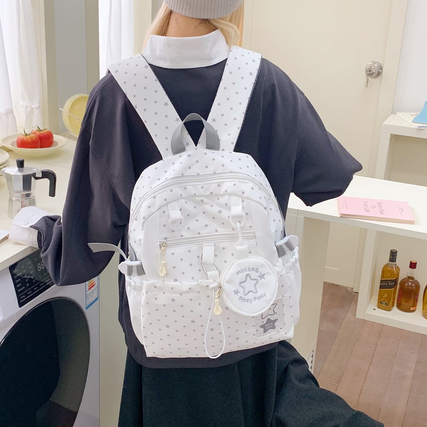 Fresh Student Backpack, Korean High-Fashion Color-Blocking Backpack for Middle and High School Students, Lightweight Backpack for Female Students