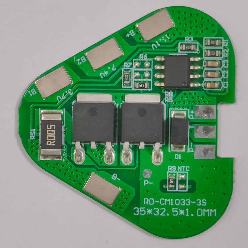 3S 12V 8A 10A Lithium Battery Protection Board 3S Triangle Pin-Shaped 3S Fascia Gun Protection Board