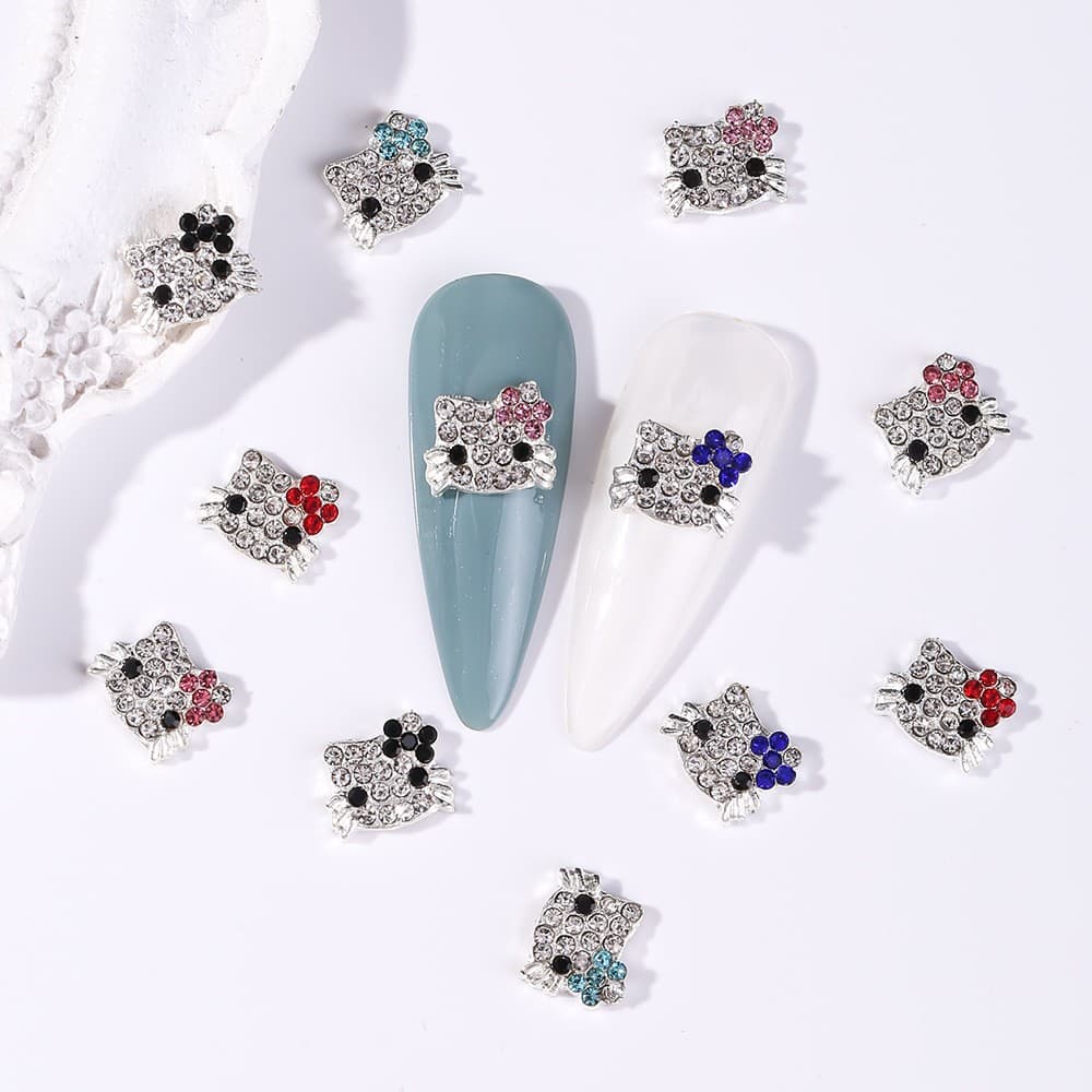 Cross-border Nail Art Decoration Cartoon Cat Hello Kitty Alloy Full Diamond Cute Nail Alloy DIY Nail Rhinestone
