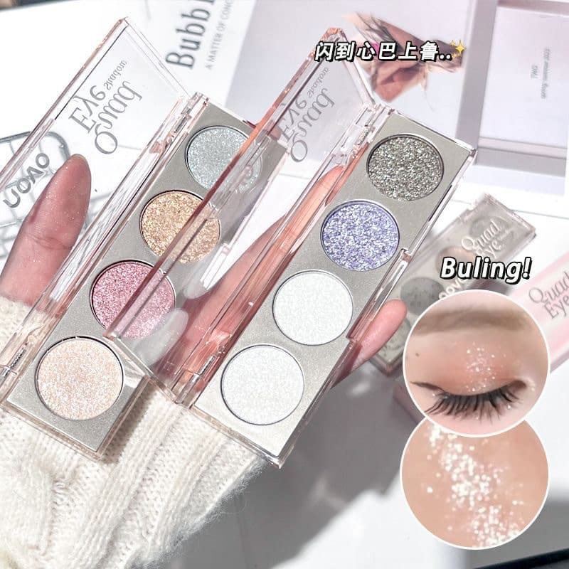 NOVO Dazzling Four-Color Eyeshadow Soft Mochi Texture Cowherd and Weaver Girl Highlighter Sparkle Glitter Eyeshadow Palette for Women