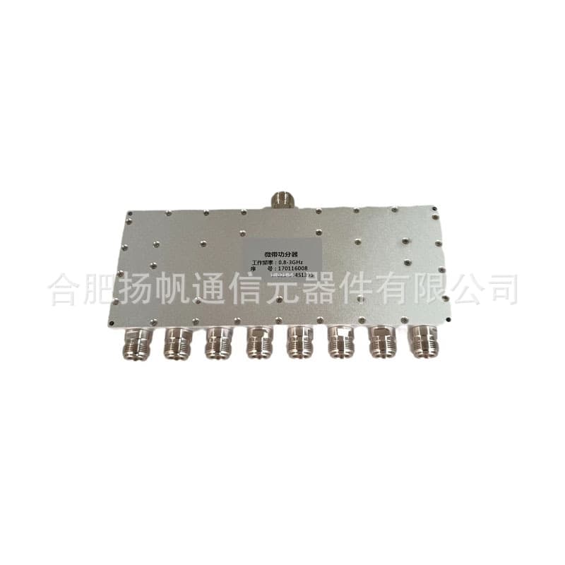 800-3000MHz 30W 11dB Insertion Loss High Isolation 8-way Power Divider N Female Interface