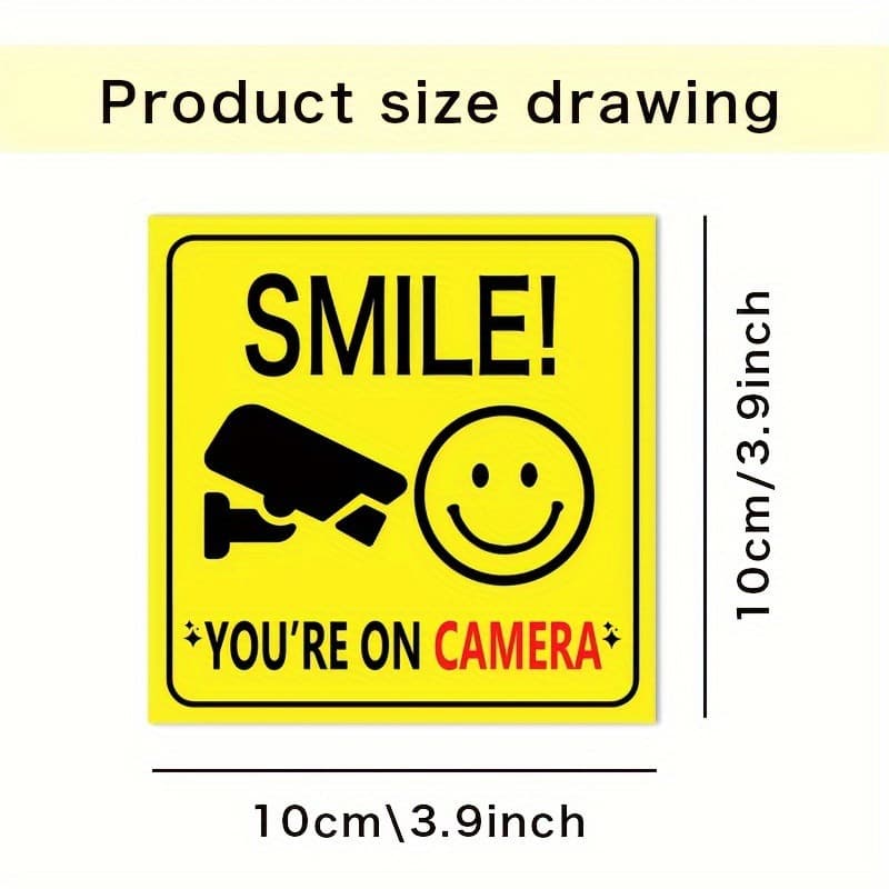 Smile, you are on camera. Outdoor video surveillance range warning. CCTV security camera sign.