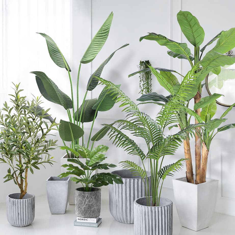 Artificial Green Plant Floor Potted Decoration for Living Room Indoor Landscape Ornament Fake Areca Palm Plant Fake Tree Bonsai