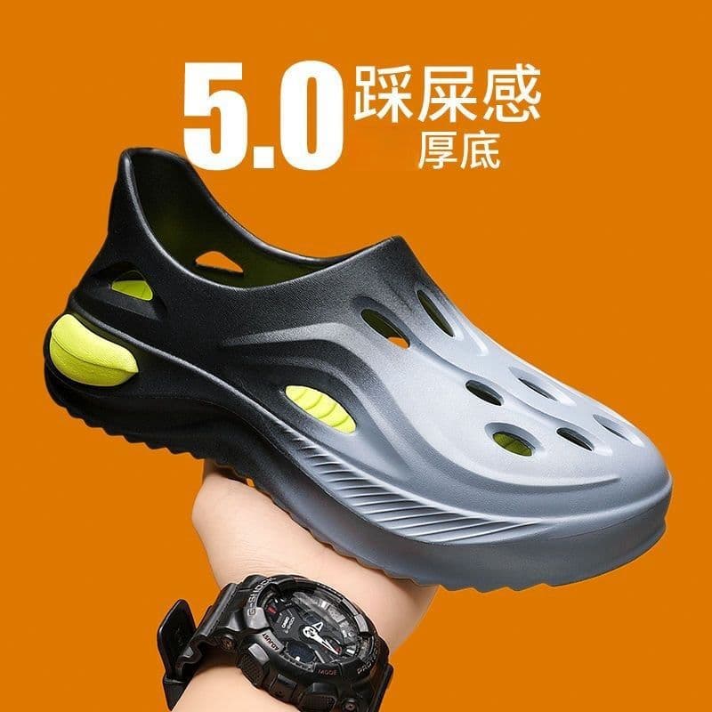Men's Summer New Style Outdoor Sport Clog Sandals with Closed Toe, Soft Sole, Hollow Beach Sandals for Teens