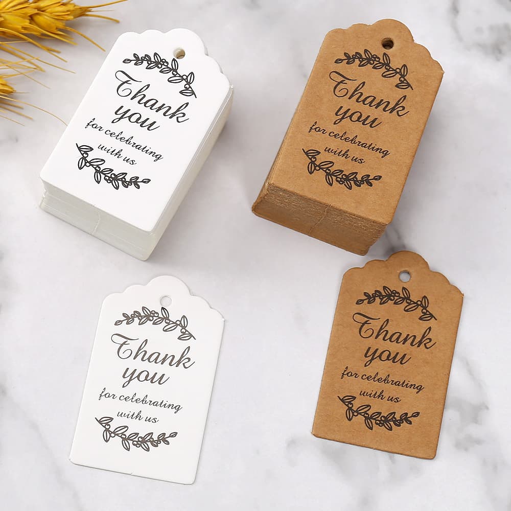 Kraft paper thank you tag manufacturer wholesale gift card packaging box hanging tag label thankyou card tag