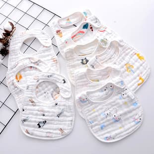 Wholesale 8-Layer Gauze U-Shaped Bib Baby Printed Cotton Drool Bib Cotton Absorbent Thickened Baby Small Bib
