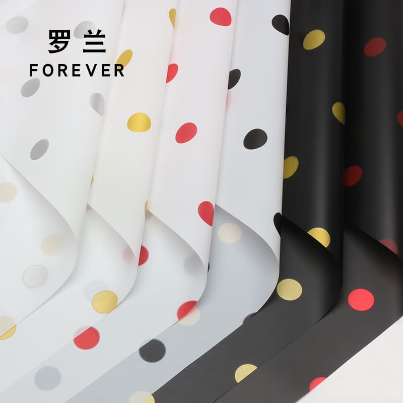Roland Polka Dot Caramel Film Round Flower Wrapping Paper Waterproof DIY Floral Bouquet Wrap Gift Flower Paper