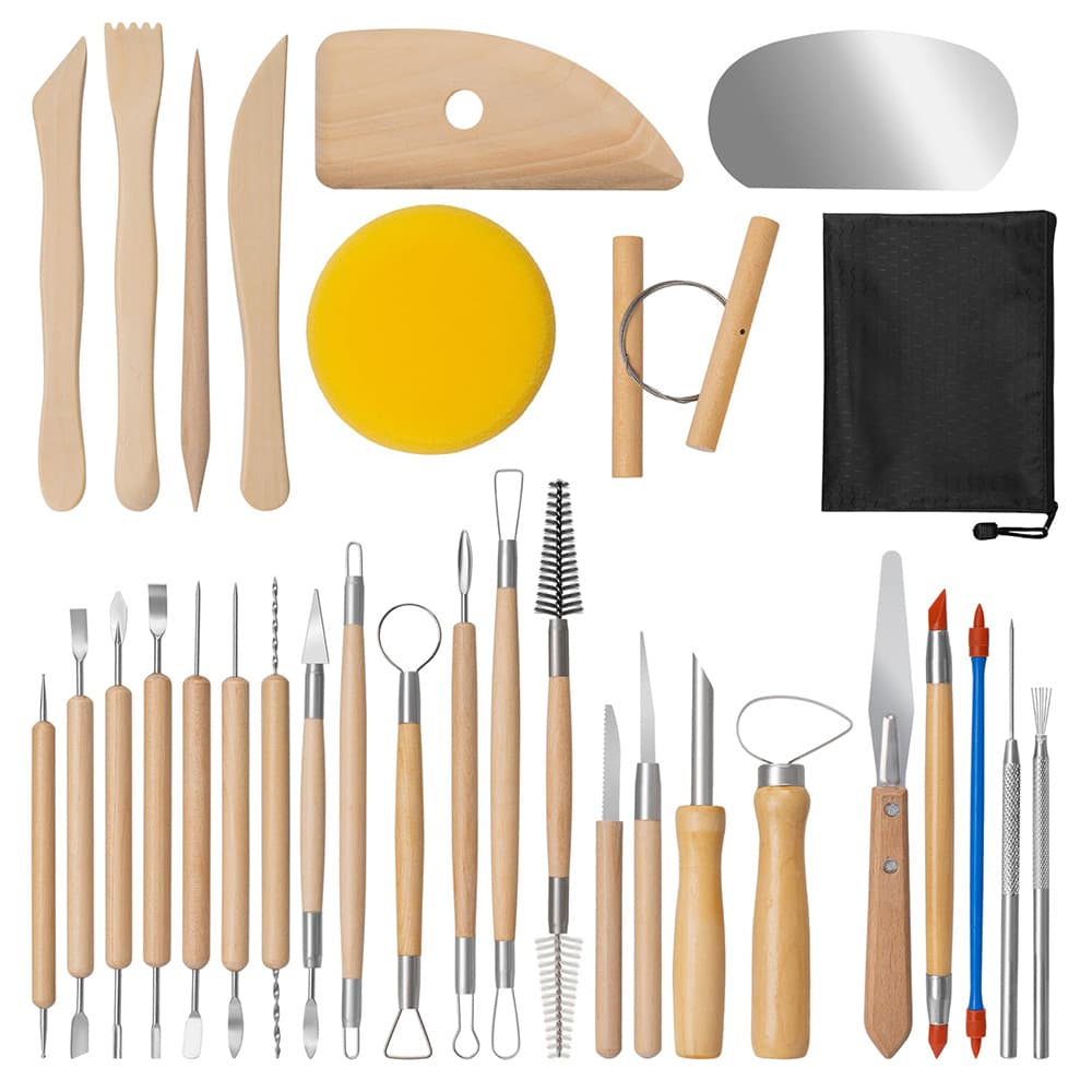 Cross-border Ceramic Tools Stainless Steel Ball Stick Stone Clay Kit Pottery Hand Tools Sculpture Knife Embossing Pen