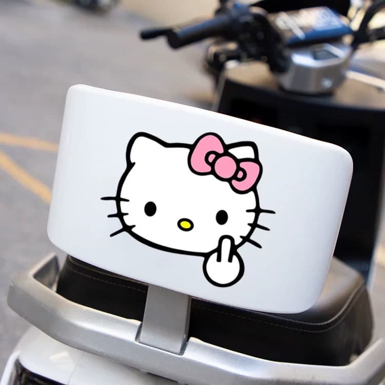 Hello Kitty Cartoon Cute Sticker Backrest Covering Scratches Electric Vehicle Motorcycle Decoration Waterproof