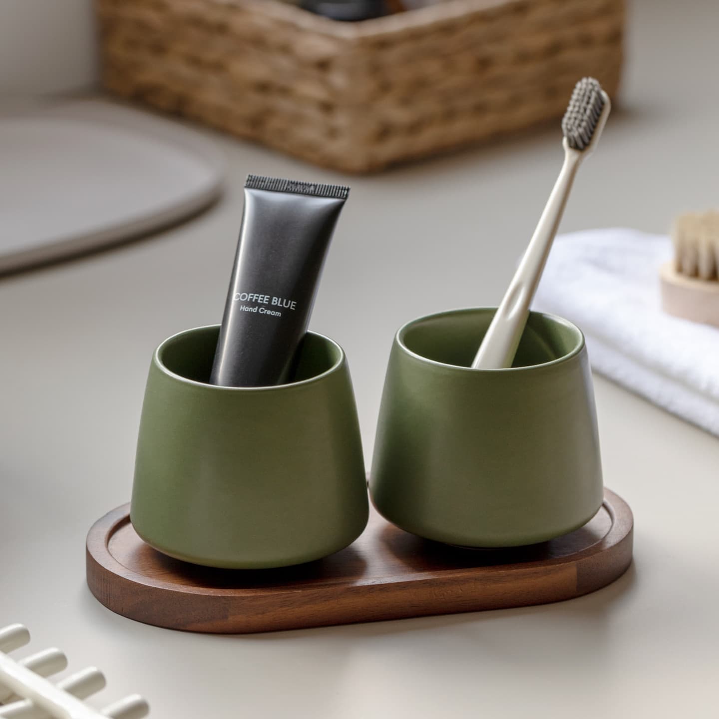 Cross-border Amazon household ceramic wash cup mouthwash cup toothbrushing cup couple set toothbrush toothpaste cup tooth cylinder