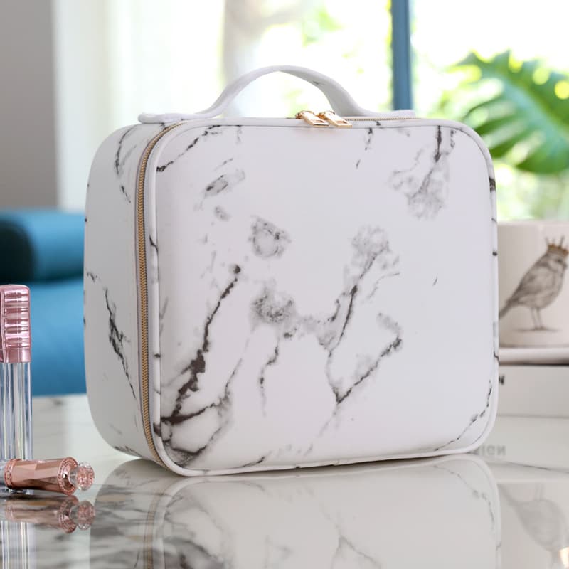LED Lighted Makeup Bag High-Fashion LED Vanity Mirror Storage Large Capacity Portable Handheld Makeup Case Leopard Print