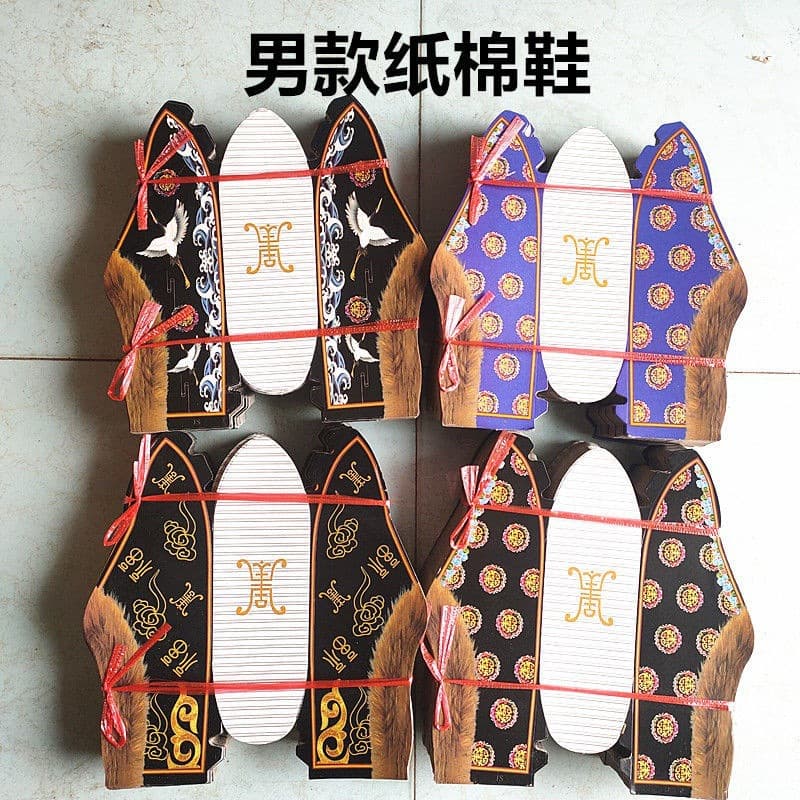 Grave-sweeping supplies: cotton shoes, semi-finished paper shoes, cardboard, paper crafts, tomb sweeping on October 1st, Qingming Festival paper burning, dragon and phoenix shoes