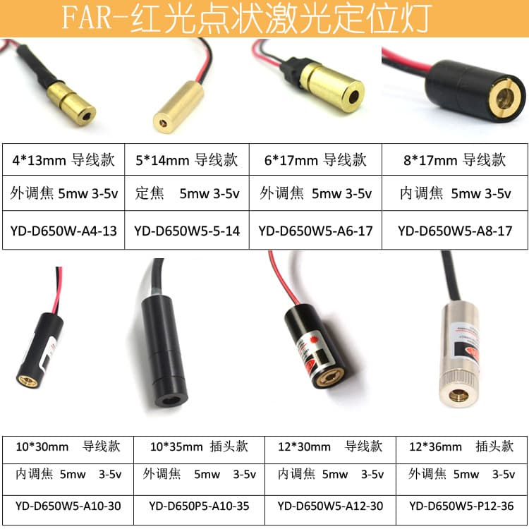 Red dot laser positioning light dotting module, laser head, infrared emitter, adjustable beam, power supply bracket