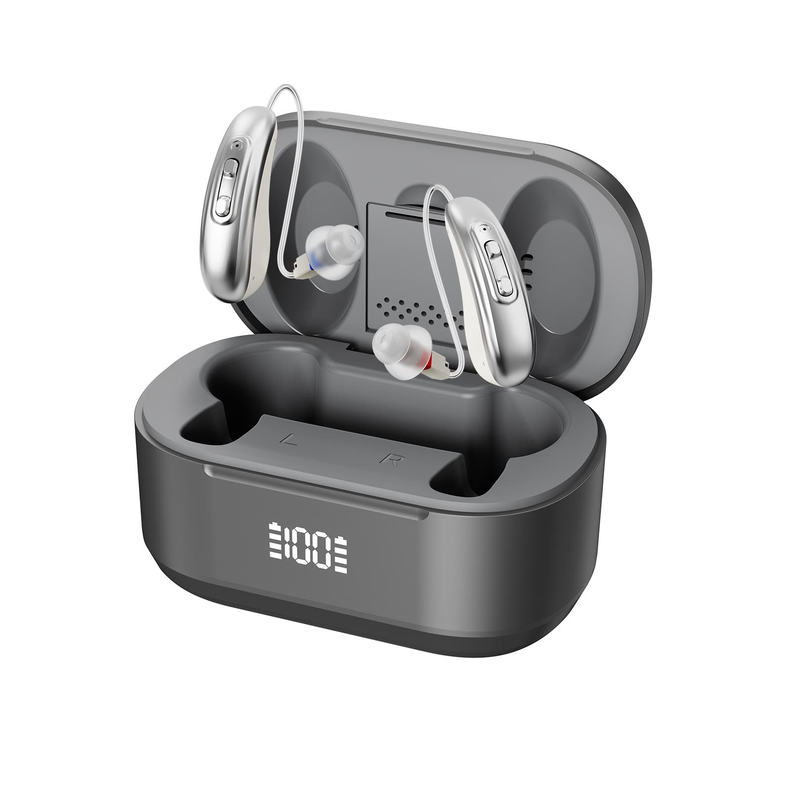 Cross-border Hot Selling BTE Hearing Aid with Charging Case, Long Battery Life, UV Disinfection, Digital Multi-channel Hearing Aid