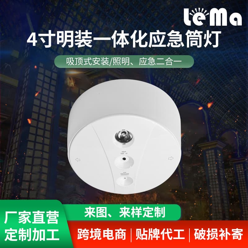 Customized 4-inch LED Staircase Surface-Mounted Integrated Ceiling Downlight for Fire Escape and Power Outage Multi-functional Emergency Lighting