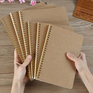 A5 Kraft Paper Cover Notebook Dot Grid Spiral Notebook Office Memo Student Practice Book Wholesale Stock