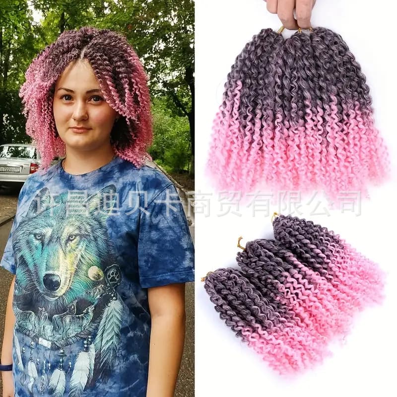 Xuchang Wig Manufacturer Mary Baby Marlybob Crochethair African Synthetic Fiber Small Curly Hair Three-Piece Set