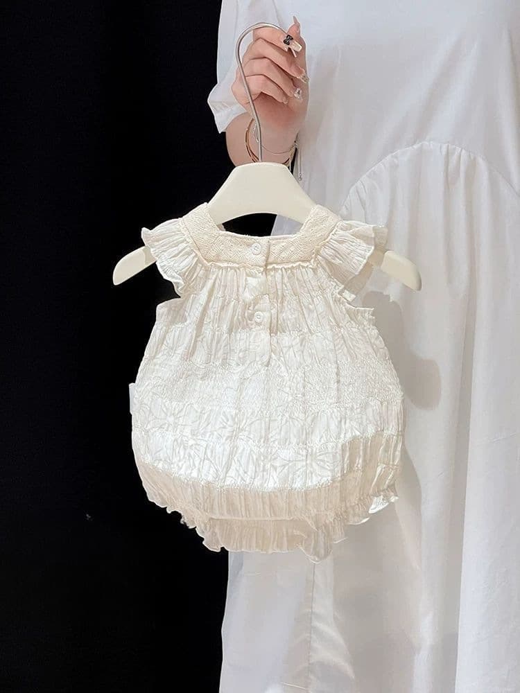 Baby Summer Thin Bodysuit, Princess Style Wrap Romper for Girls, Full Moon and First Birthday