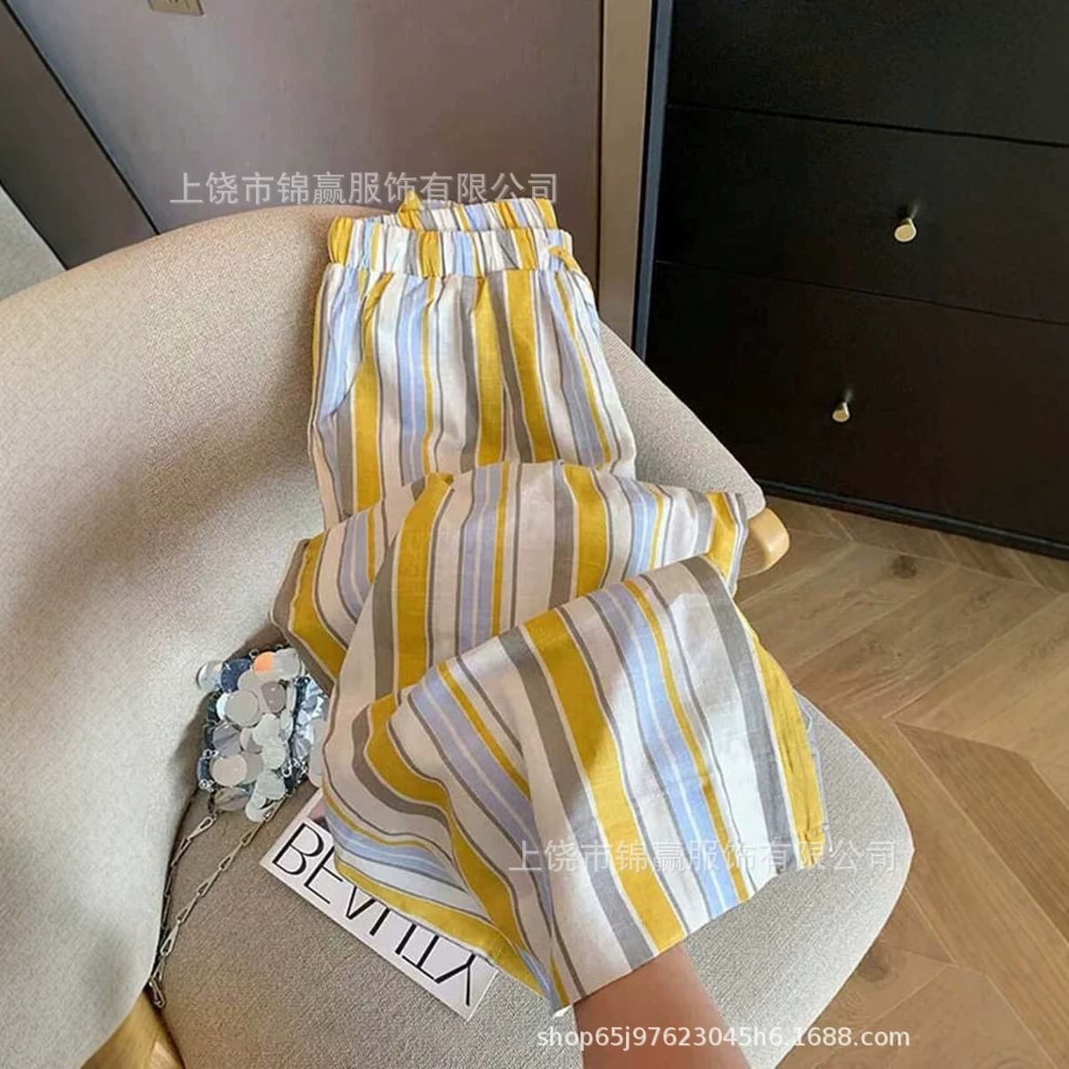 Simple Printed Casual Pants for Women, Loose Wide-Leg Pants, Comfortable and Breathable, Suitable for Daily Commute in All Seasons
