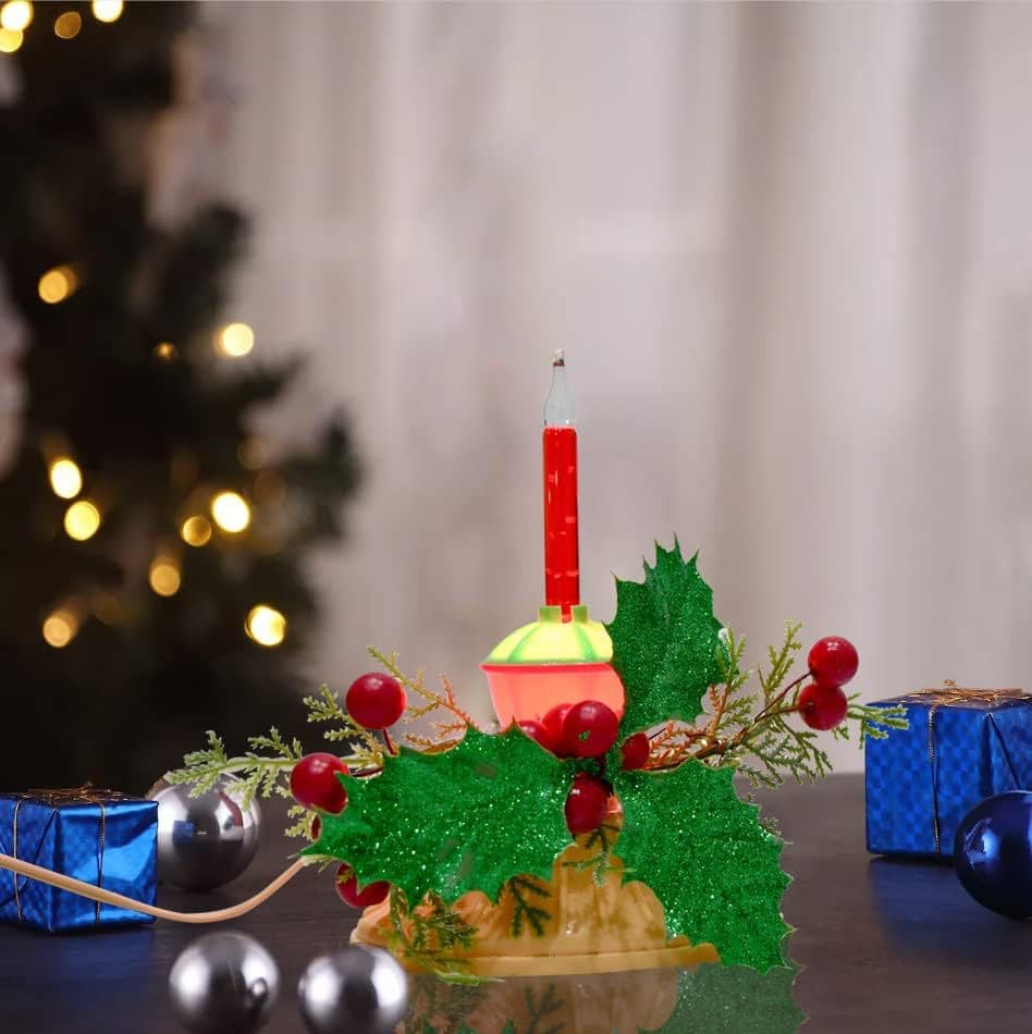 C7, Single Christmas Bubble Liquid Lamp Candle Holder, Multi-colored Bubble Liquid Lamp, Christmas Tree Decoration Retro Lamp