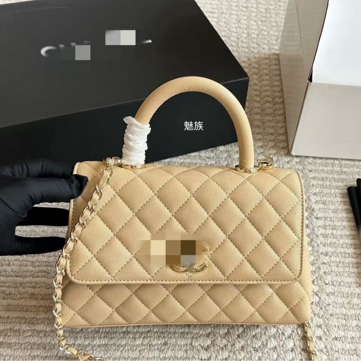 Chanel-style black gold chain diamond-quilted bag sheepskin original version benchmarked against Nantai luggage factory cross-border dropshipping