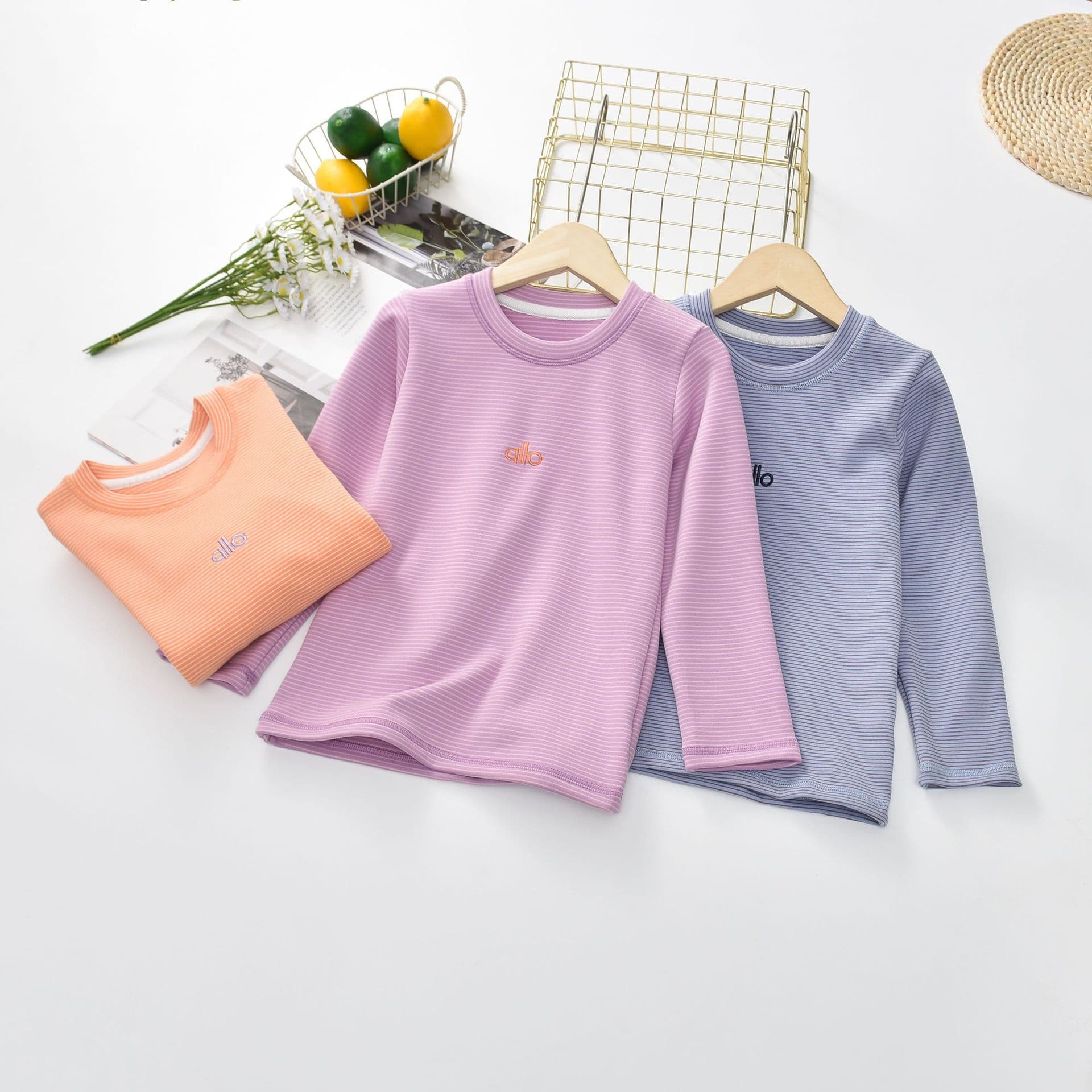 Princess children's clothing girls half turtleneck bottoming shirt 2025 autumn and winter children's fungus striped T-shirt long-sleeved top