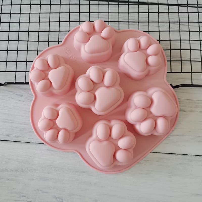 7-Cavity Cat Paw Silicone Rice Cake Mold Cake Mold Resin Candle Aromatherapy Plaster Bowl Cake Mold Without Lid