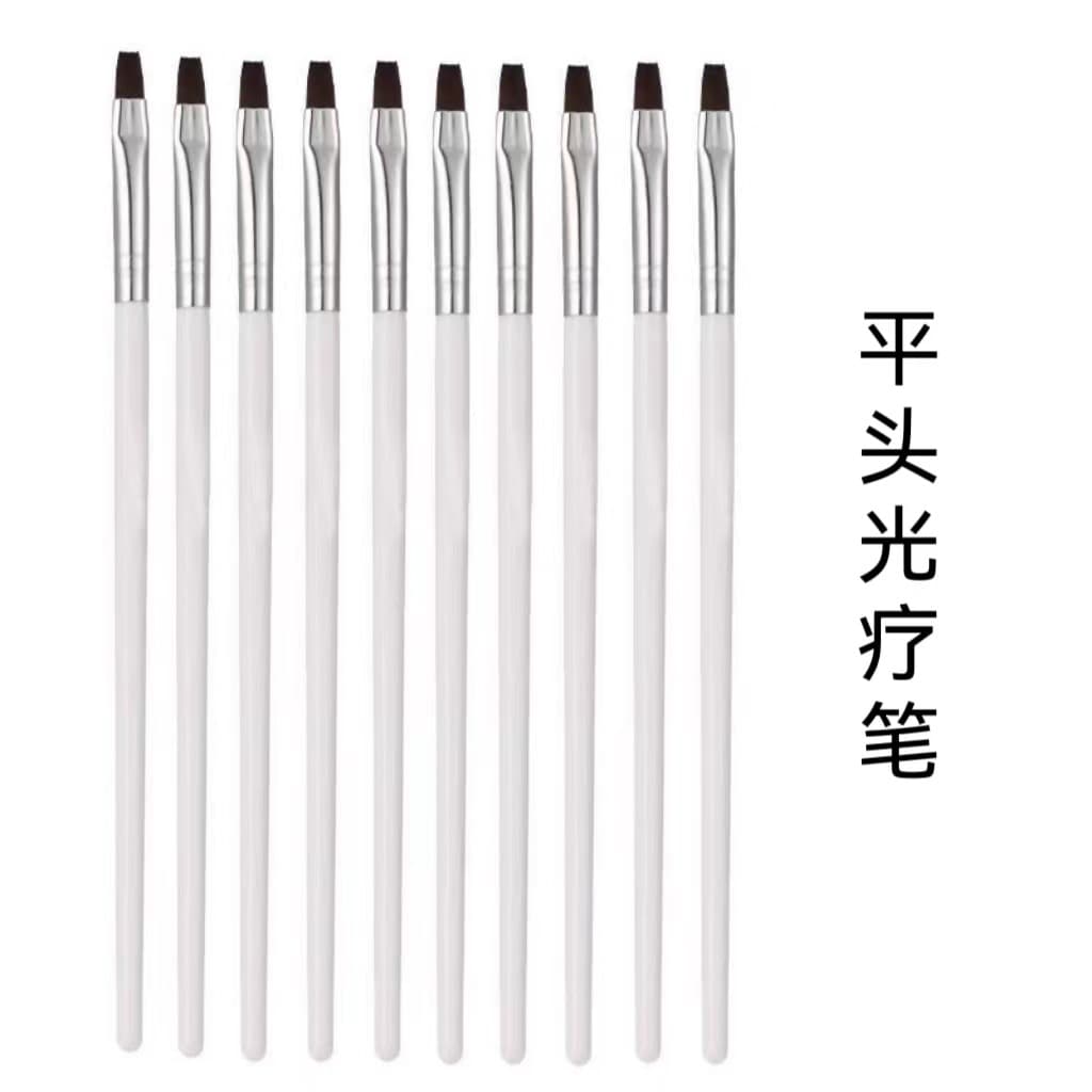 Factory Direct Supply Single Manicure Brush Flat Head Phototherapy Pen Manicure Pen White Rod Manicure Brush Nail Polish Tool Wholesale