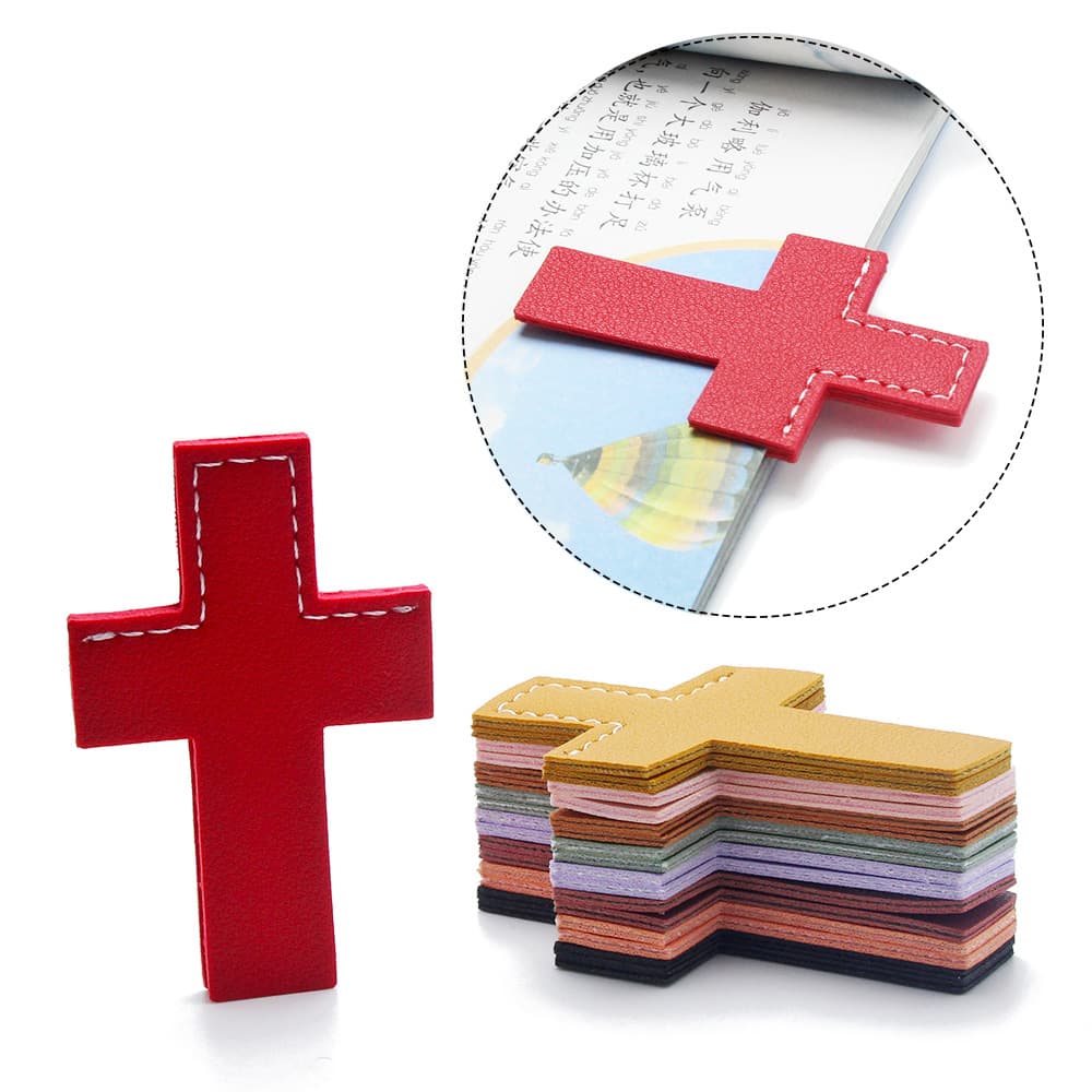 PU Leather Cross Bookmark Cross Book Page Clip Bookmark Corner Book Protection Leather Cover Cross Bookmark
