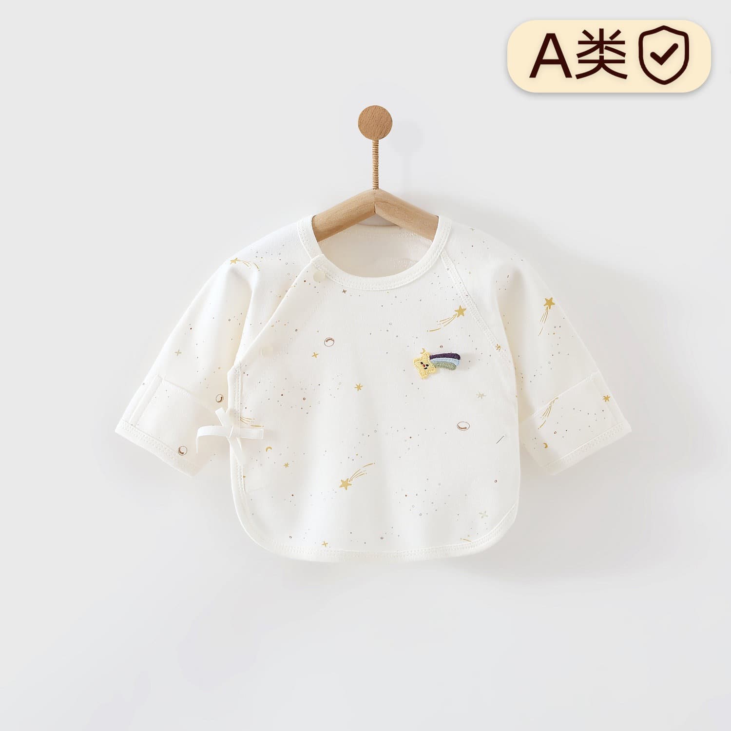 Newborn Half-Back Shirt Pure Cotton Class A Size 52 Baby Long-Sleeve Top Early Autumn Baby Clothes Spring Autumn Style Monk Suit
