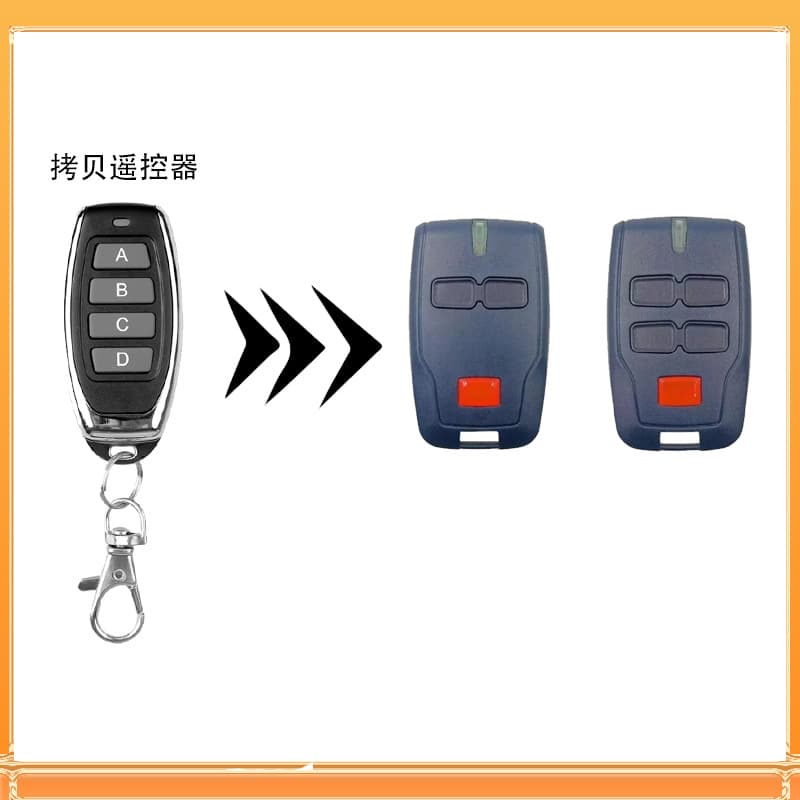 433MHz Wireless Copy Remote Control, Metal Four-Button Garage Shutter Door Copy Remote Control, Compatible with BFT