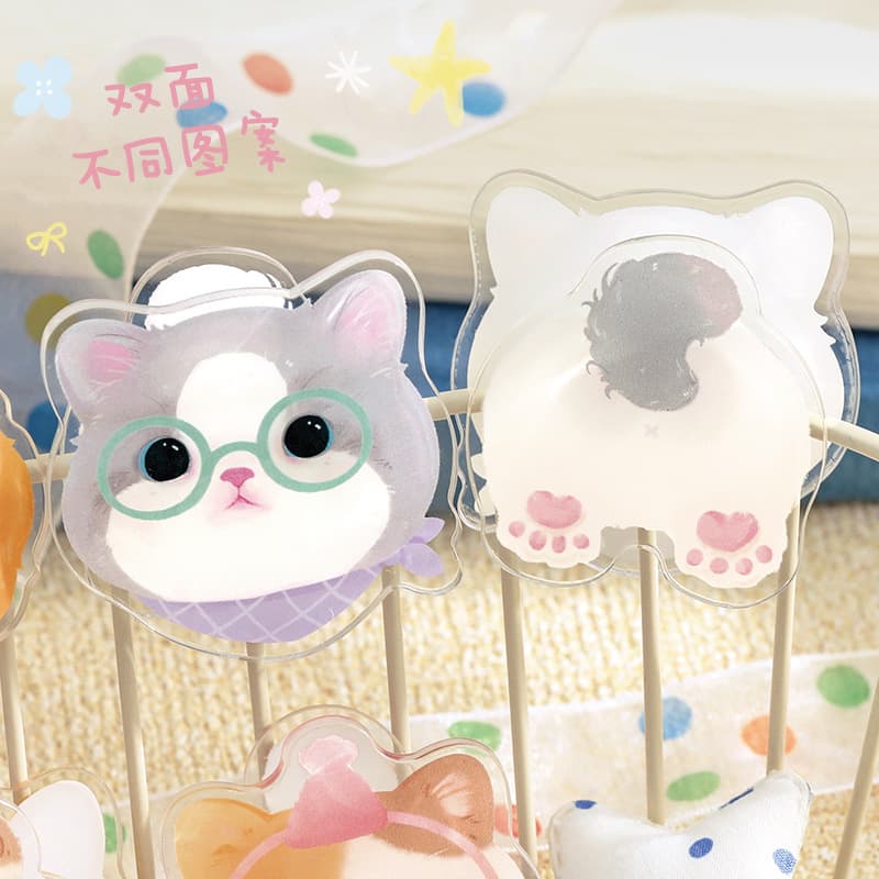 NOTE FOR Double-Sided Acrylic Clips Pure Cute Series Adorable Animal Journal Clips Hair Clips