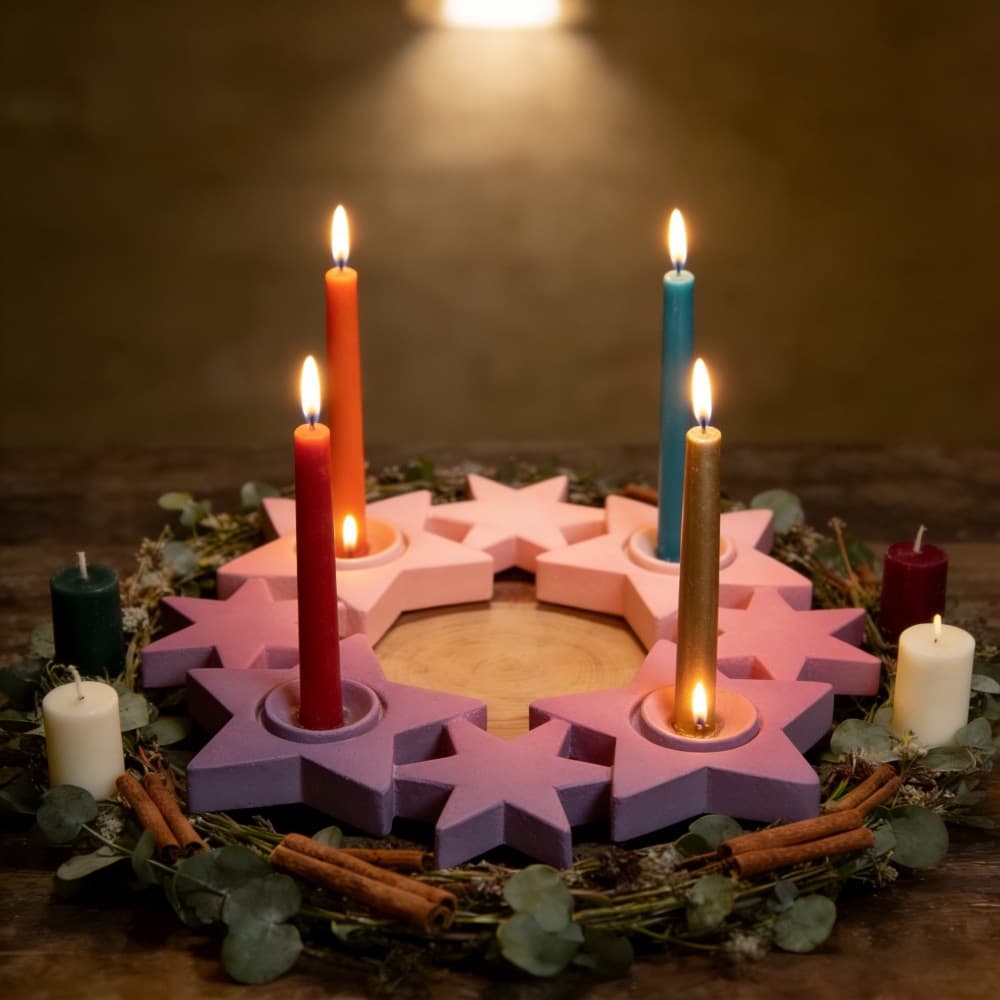 S2203 Christmas Star Candle Holder Decoration Cake Plaster Mold DIY Silicone Mold